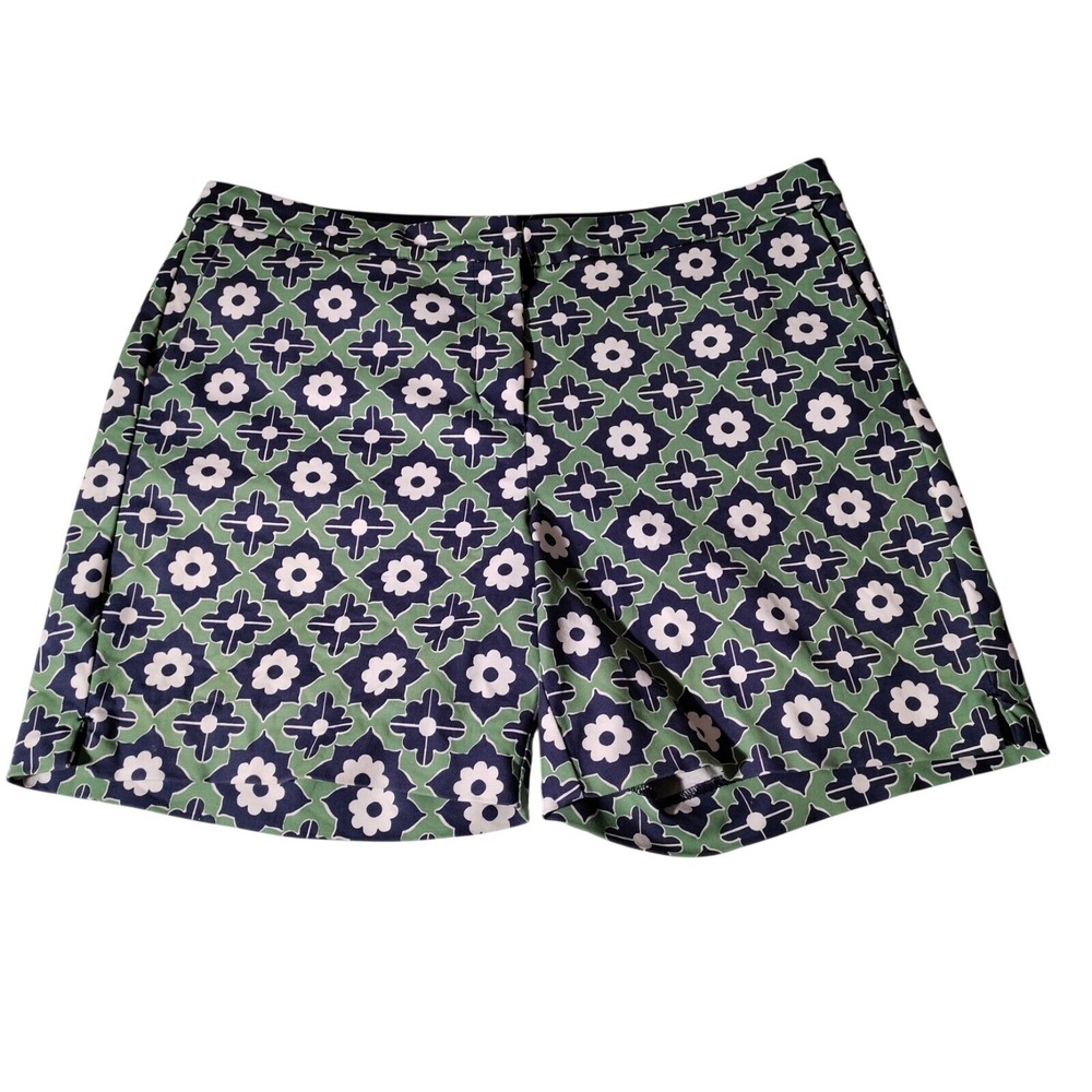 Boden Shorts Women's Floral Boho Green Cotton Blend Sz US 8 (33.75" x5.75")